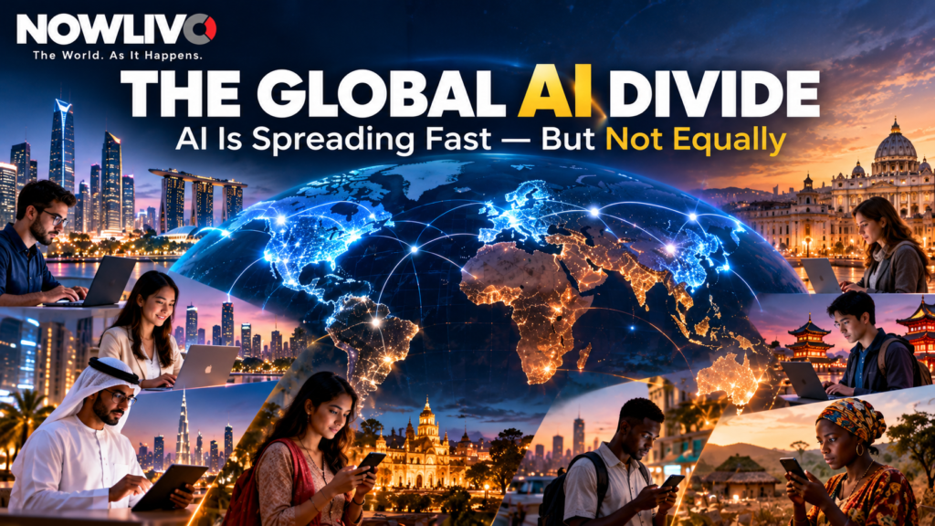 Global map illustrating unequal generative AI adoption and the global AI divide in 2026.