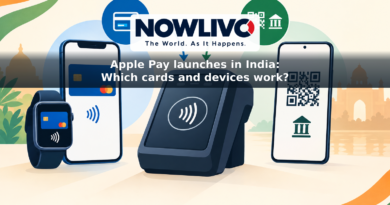 Conceptual illustration of a phone and watch beside a contactless reader, with a separate QR-code pathway representing UPI.