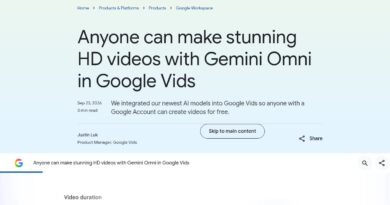 Official Google Vids product graphic showing video duration, extension and 1080p resolution controls