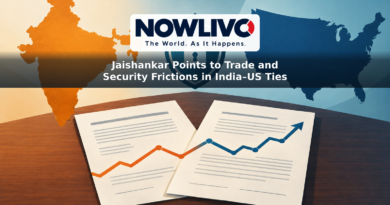 Illustration of unsigned India–US trade papers, an uncertain tariff line and a separate security shield.