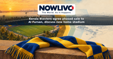 Illustration of a yellow-and-blue football scarf between an existing ground and the outline of a possible future stadium.
