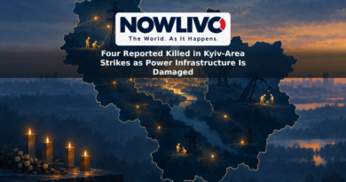 Conceptual illustration of a partially lit power grid over a map of Kyiv and its surrounding region, with four memorial lights.