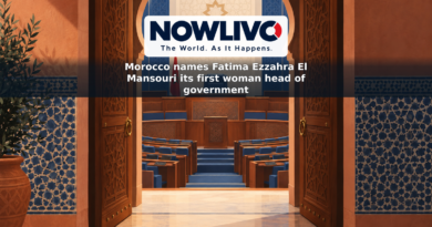Conceptual illustration of an open doorway leading toward an empty leadership chair in a Moroccan parliamentary setting.
