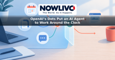 Illustration of an AI agent represented by a glowing dot connecting work tasks, with an approval checkpoint before outgoing actions.