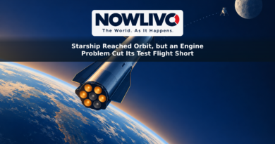 Conceptual illustration of a rocket orbiting Earth with one dimmed engine symbol and a lunar lander silhouette near the Moon.