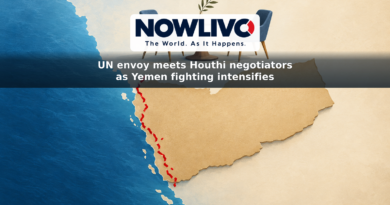 Illustrated map of Yemen beside the Red Sea, with an empty negotiation table, a broken line on the western coast and an olive branch.