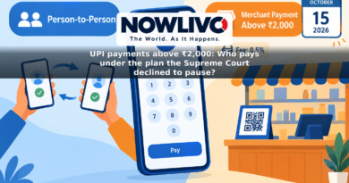 Conceptual illustration separating free person-to-person UPI transfers from merchant payments above ₹2,000, with an October 15, 2026 calendar.