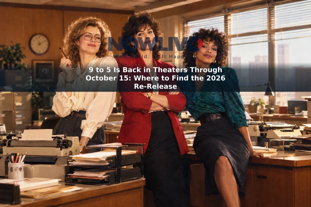 Illustration of three women standing together in a warmly lit 1980s-style office.