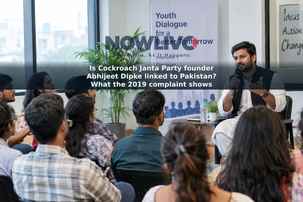 Editorial-style image of an adult speaker addressing a youth discussion in India.