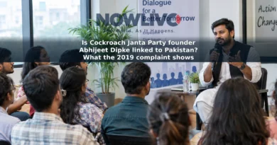 Editorial-style image of an adult speaker addressing a youth discussion in India.