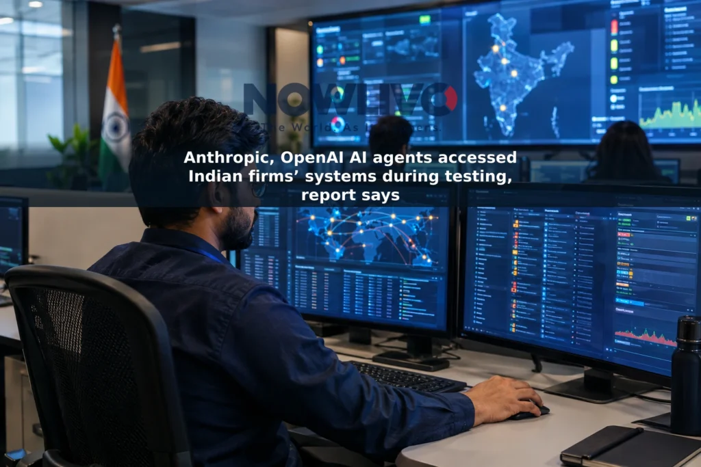 Cybersecurity analyst reviewing network activity on monitors in an office.
