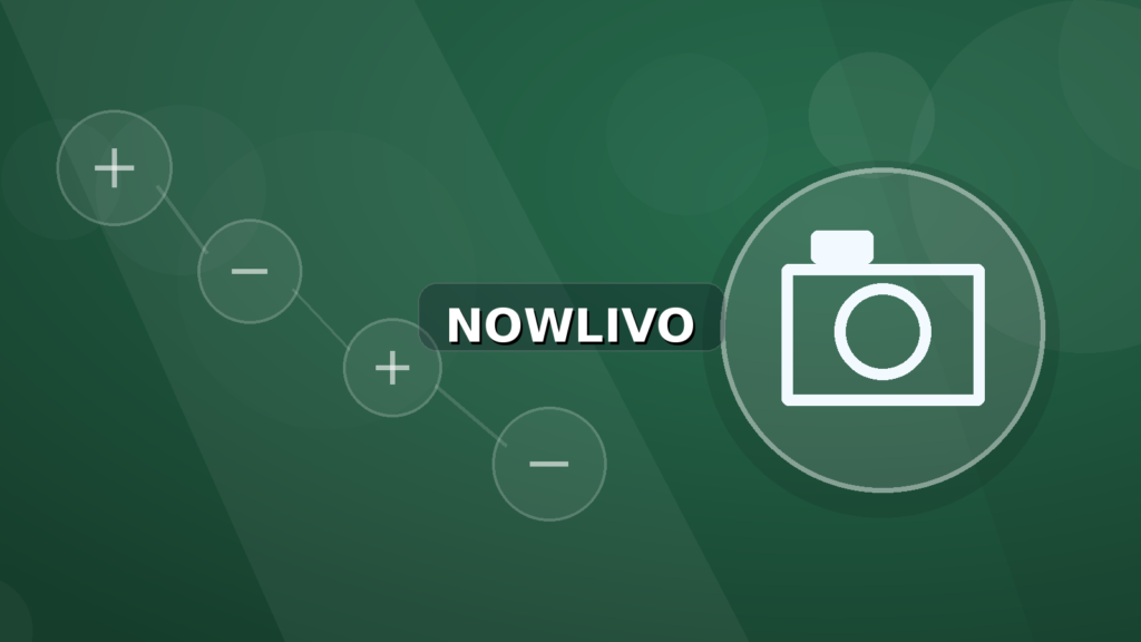 Colourful editorial illustration showing camera symbolism for video and connected topics, with centred NOWLIVO watermark.