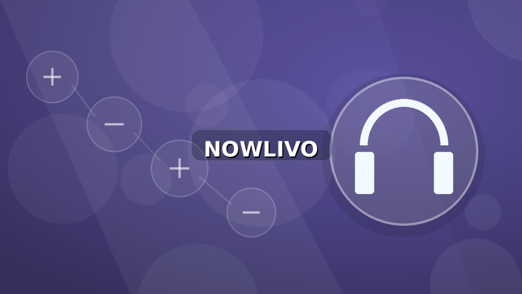 Colourful editorial illustration showing headphones symbolism for audio and connected topics, with centred NOWLIVO watermark.