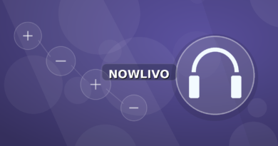 Colourful editorial illustration showing headphones symbolism for audio and connected topics, with centred NOWLIVO watermark.