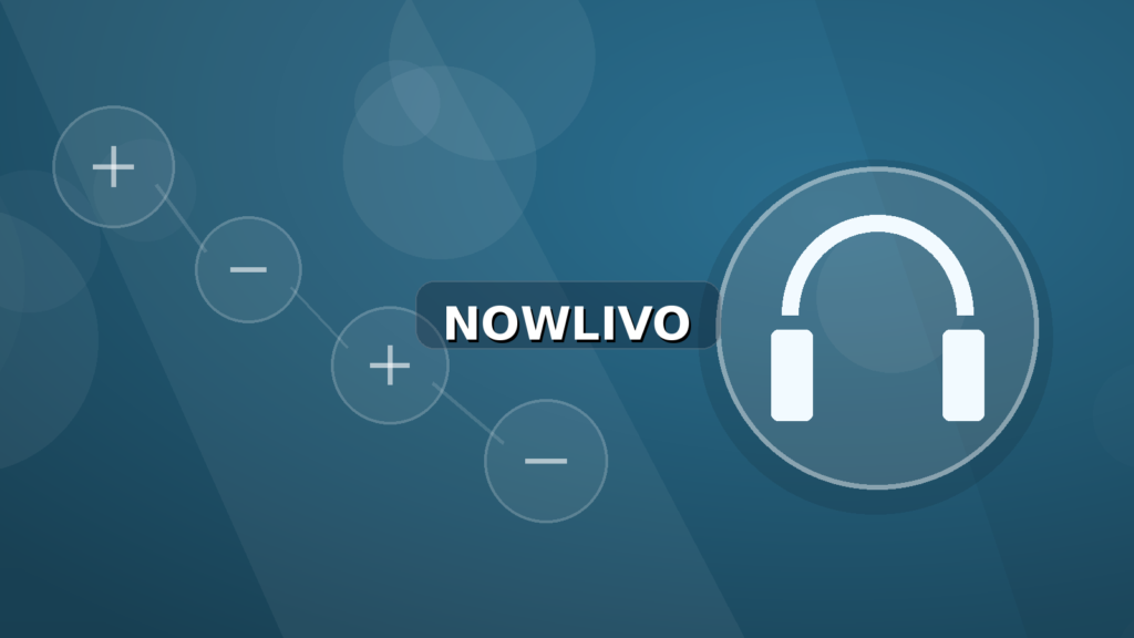 Colourful editorial illustration showing headphones symbolism for audio and connected topics, with centred NOWLIVO watermark.