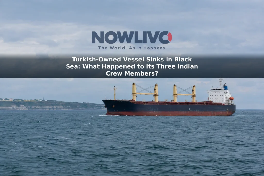 Contextual image of a cargo vessel at sea under an overcast sky; it does not depict the reported incident.
