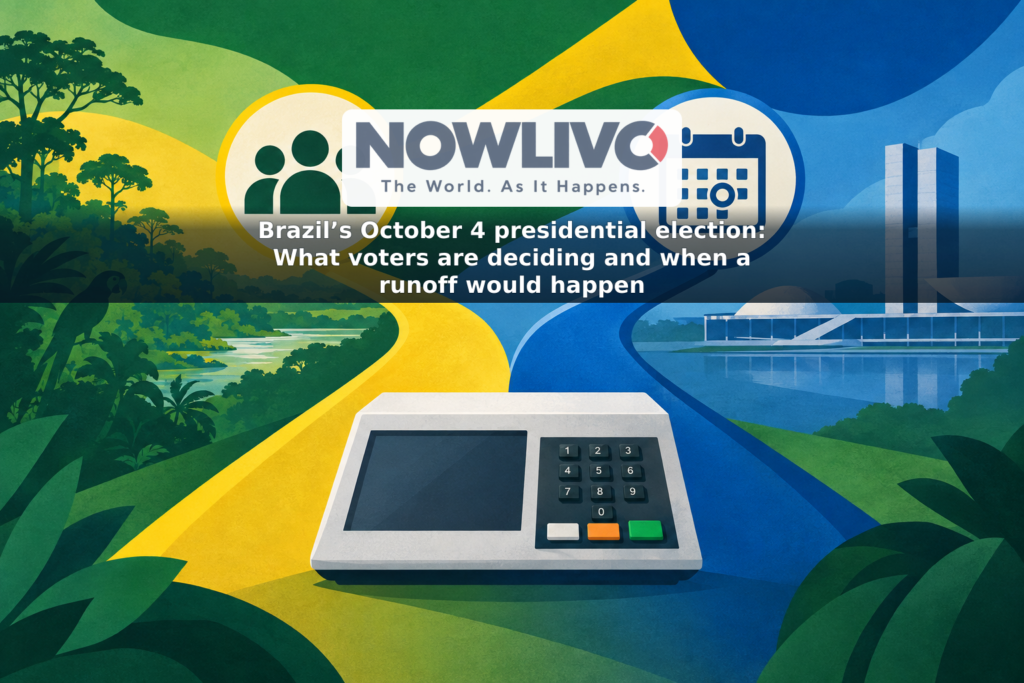 Illustration of a ballot and two possible paths for Brazil’s presidential election, including an October 25 runoff.