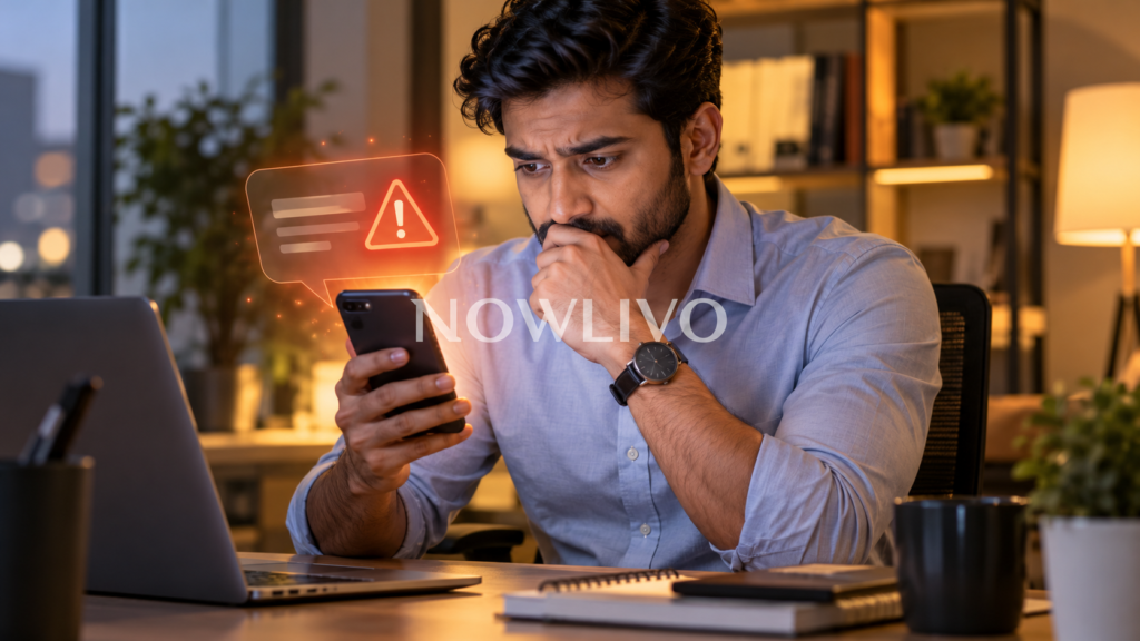Indian professional reviewing a suspicious message on a phone