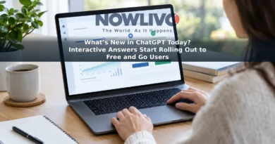 Person using a laptop displaying a conceptual chat interface with a calculator, chart and comparison cards