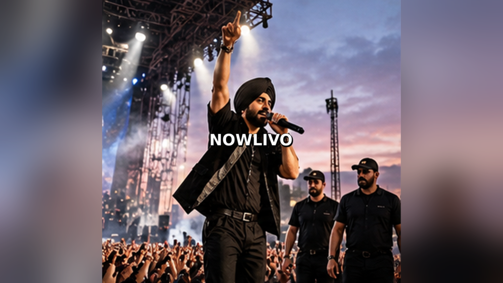 Editorial illustration of a Punjabi music performer on a large concert stage