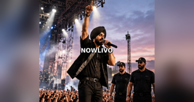 Editorial illustration of a Punjabi music performer on a large concert stage