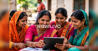 Editorial illustration relating to day-nrlm data workshop: what changes for women self-help groups, showing a scene of everyday Indian life