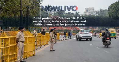 Police barricades and traffic management near Jantar Mantar in central Delhi.