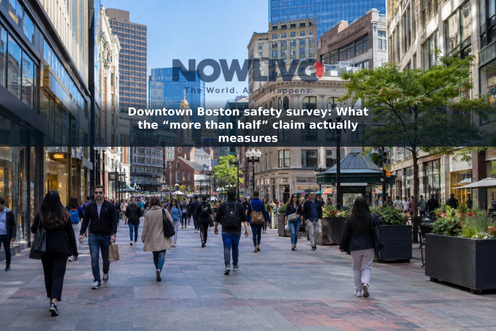Pedestrians walking through Downtown Crossing in Boston on a clear afternoon.
