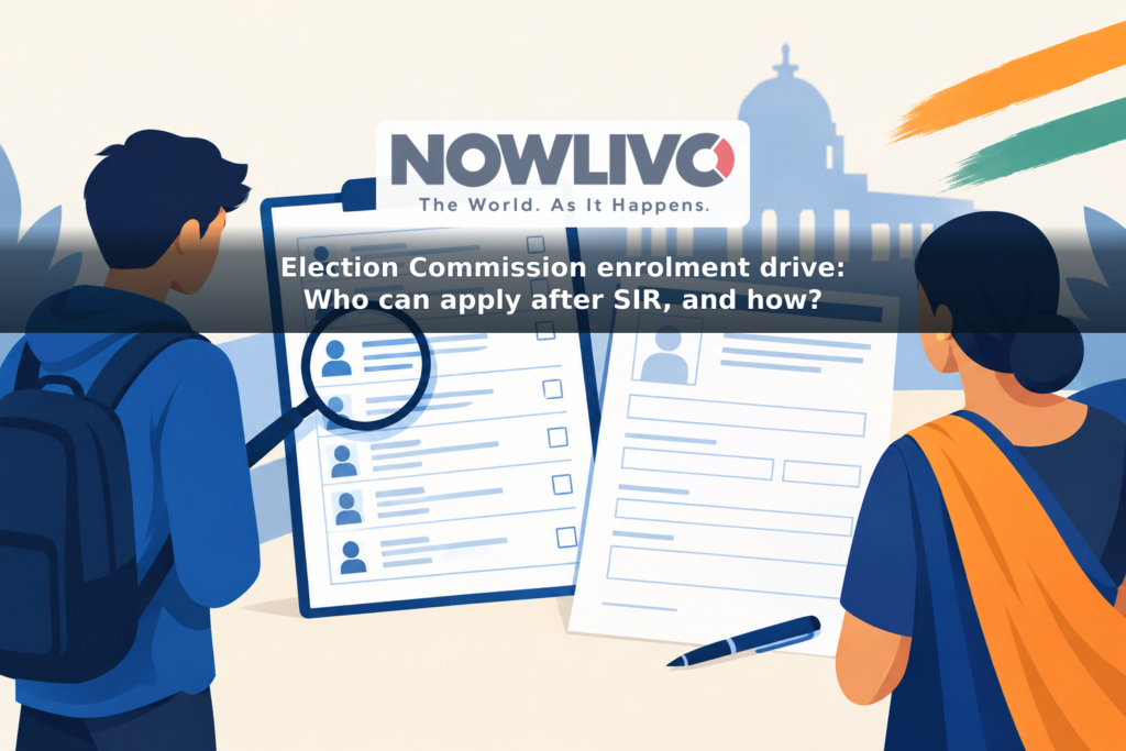 Illustration of two voters checking an electoral roll and an enrolment form with a magnifying glass.