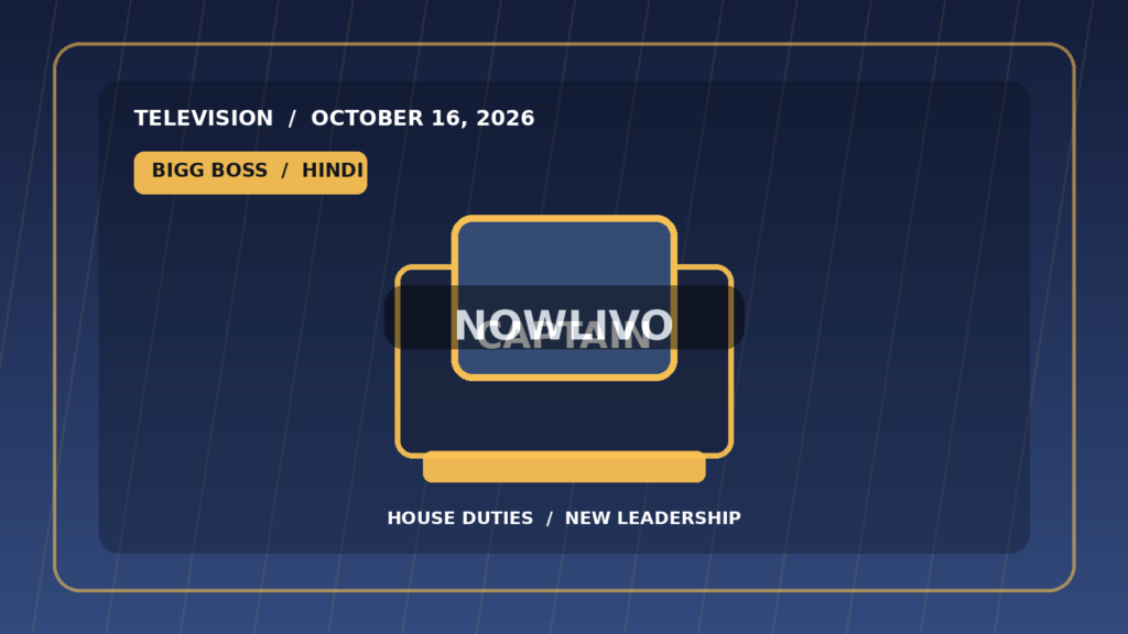 Editorial illustration of a captaincy chair and household duty board for Bigg Boss 20 Scout captaincy coverage; not a scene photograph