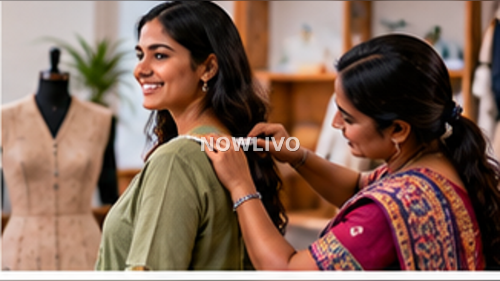 Editorial illustration about hybrid office workwear india, showing fashion related activity
