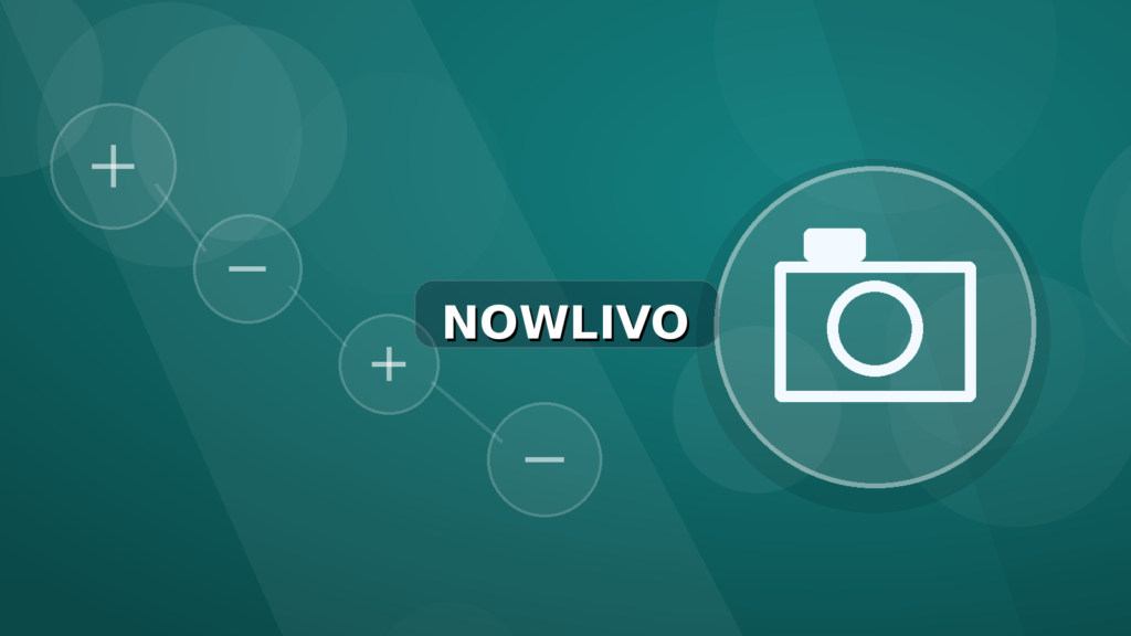 Colourful editorial illustration showing camera symbolism for video and connected topics, with centred NOWLIVO watermark.