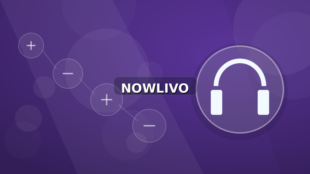 Colourful editorial illustration showing headphones symbolism for audio and connected topics, with centred NOWLIVO watermark.