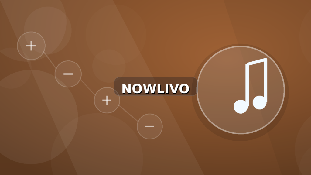 Colourful editorial illustration showing notes symbolism for music and connected topics, with centred NOWLIVO watermark.