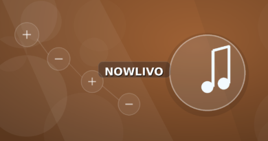 Colourful editorial illustration showing notes symbolism for music and connected topics, with centred NOWLIVO watermark.