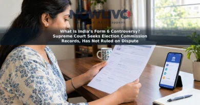 Illustrative scene of an adult reviewing voter-registration paperwork beside a smartphone.