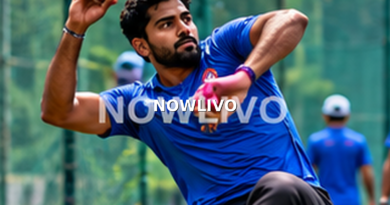 Young Indian javelin thrower training in blue sportswear at athletics practice net
