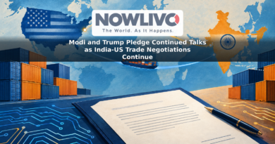 Illustrated trade routes connect India and the United States beside shipping containers and a partly completed agreement document.