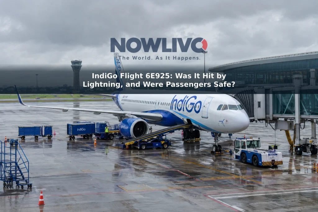 Editorial illustration of an IndiGo aircraft parked at an airport gate under cloudy skies.