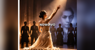 Editorial illustration of a commemorative ballroom performance with a cinematic backdrop