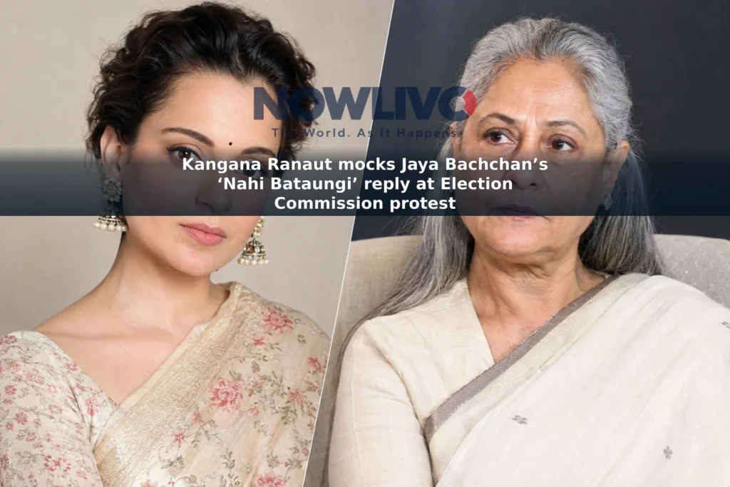 Illustrative composite portrait of Kangana Ranaut and Jaya Bachchan shown separately.