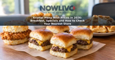 Square sliders, a chicken biscuit, tots and waffles arranged on a fast-food table