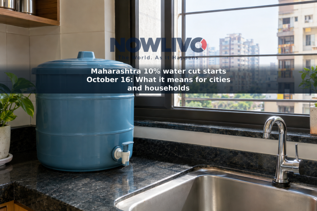 Covered household water container beside a kitchen tap in an urban apartment.