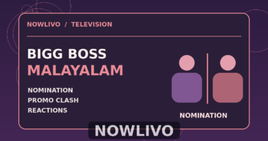 Original editorial illustration of two opposing silhouettes and a nomination board representing Bigg Boss Malayalam 8 promo coverage; not an episode still.