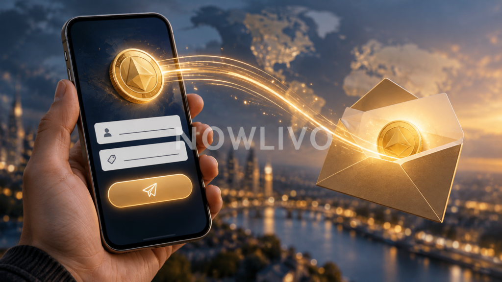 Illustrated phone transfer form and envelope with a digital token