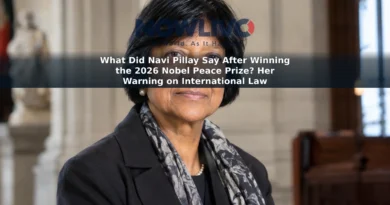Editorial portrait-style image of Navi Pillay against a softly lit courthouse-inspired background.