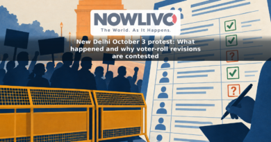 Conceptual illustration of protesters by a barricade beside an abstract voter list with questioned entries.