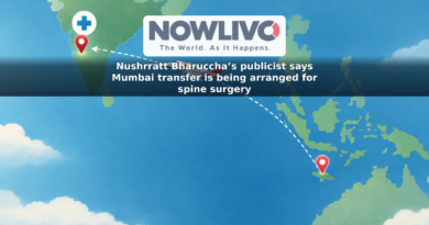 Conceptual illustration of a planned air-ambulance route from Bali to Mumbai, with a medical-care symbol at the destination.