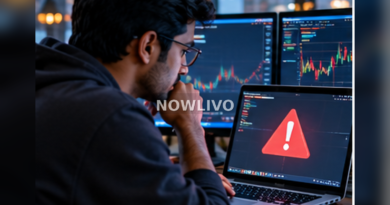 Investor reviewing cryptocurrency charts beside a red security warning on a computer