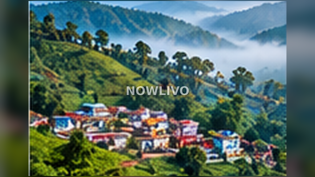 Lush Northeast Indian mountain valley with a river, cloud cover and a safe walking trail